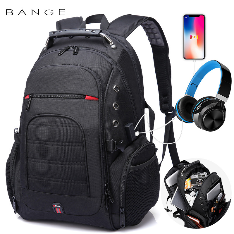 Bange new middle school student schoolbag waterproof travel Men's backpack USB interface large capacity backpack large capacity