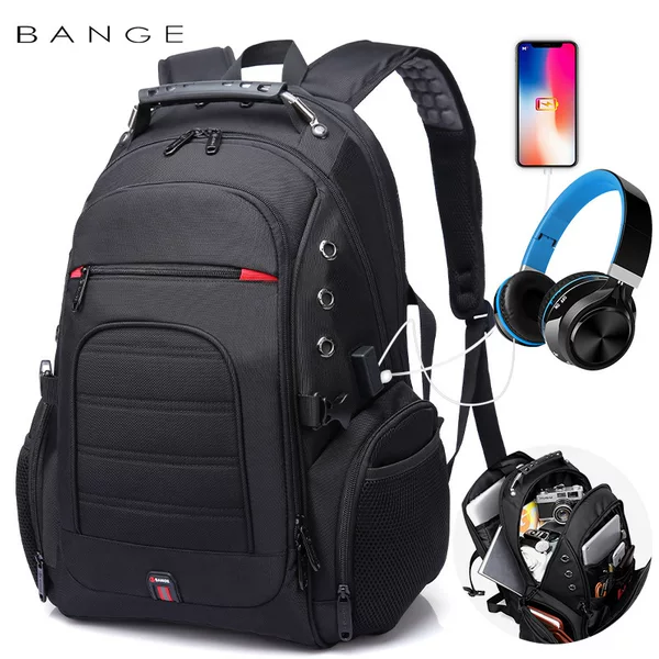 Bange new middle school student schoolbag waterproof travel Men's backpack USB interface large capacity backpack large capacity
