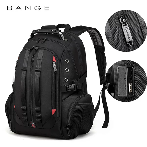 New Bange middle school student schoolbag waterproof travel Men's backpack earplug hole charging large capacity backpack