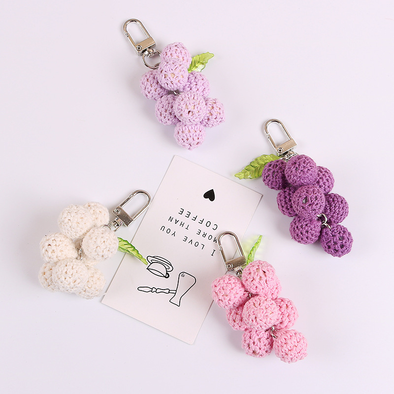 Korean Style New ins Designer airpods Knitted Key Hanging Chain Jufeng Grape Couples Personalized Bag Pendant