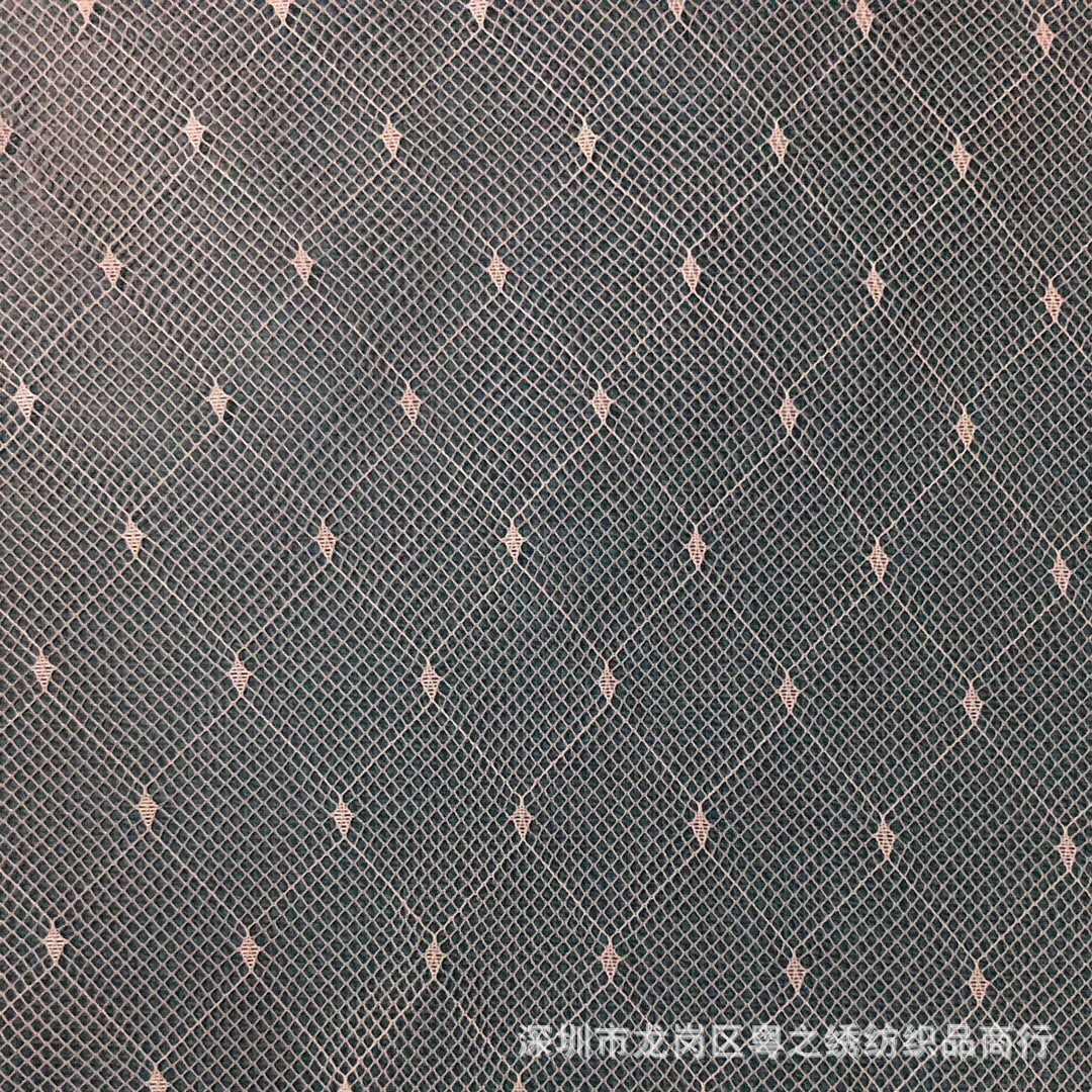 厂家直供涤纶涤网纱提花网布无弹菱形密点纱裙童装汉服面料现货批