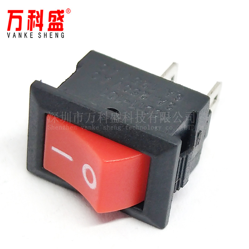 KCD11-101迷你小船型开关 红色 2脚2档3A250V10*15mm翘板开关