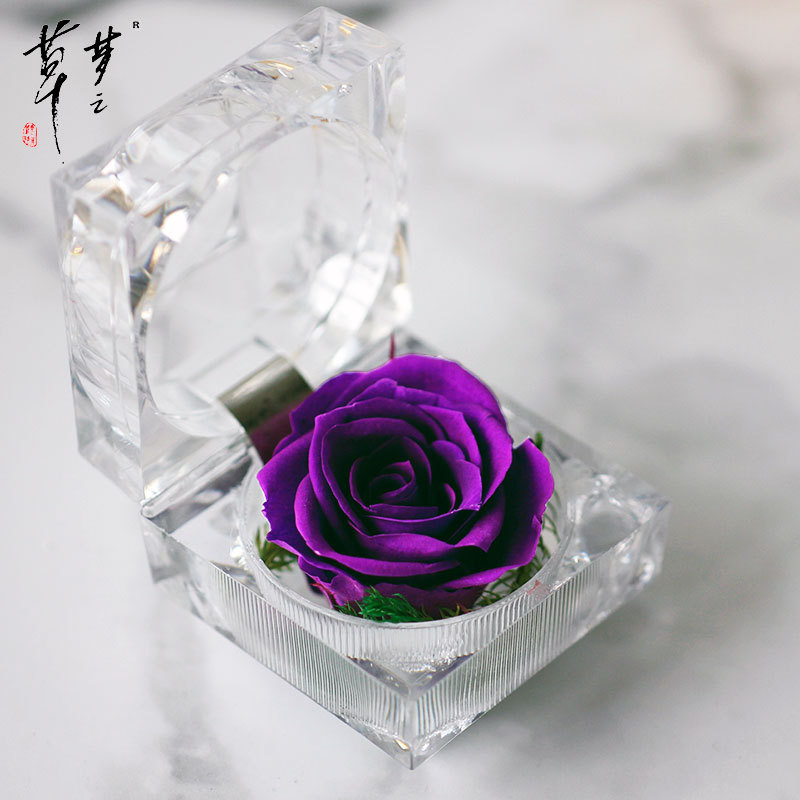 Cristal Rosa acrílico flor eterna caja de regalo confesión flor real regalo del Día de San Valentín Amazon