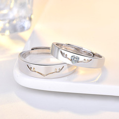 一鹿有你情侶戒指 浪漫甜蜜對戒女ins潮男路入骨相思開口指環跨境