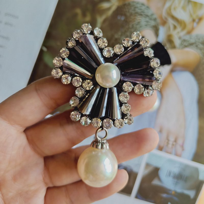 三角形水晶吊珠珍珠手工钉珠耳环材料配件布贴帽子围巾装饰钻贴