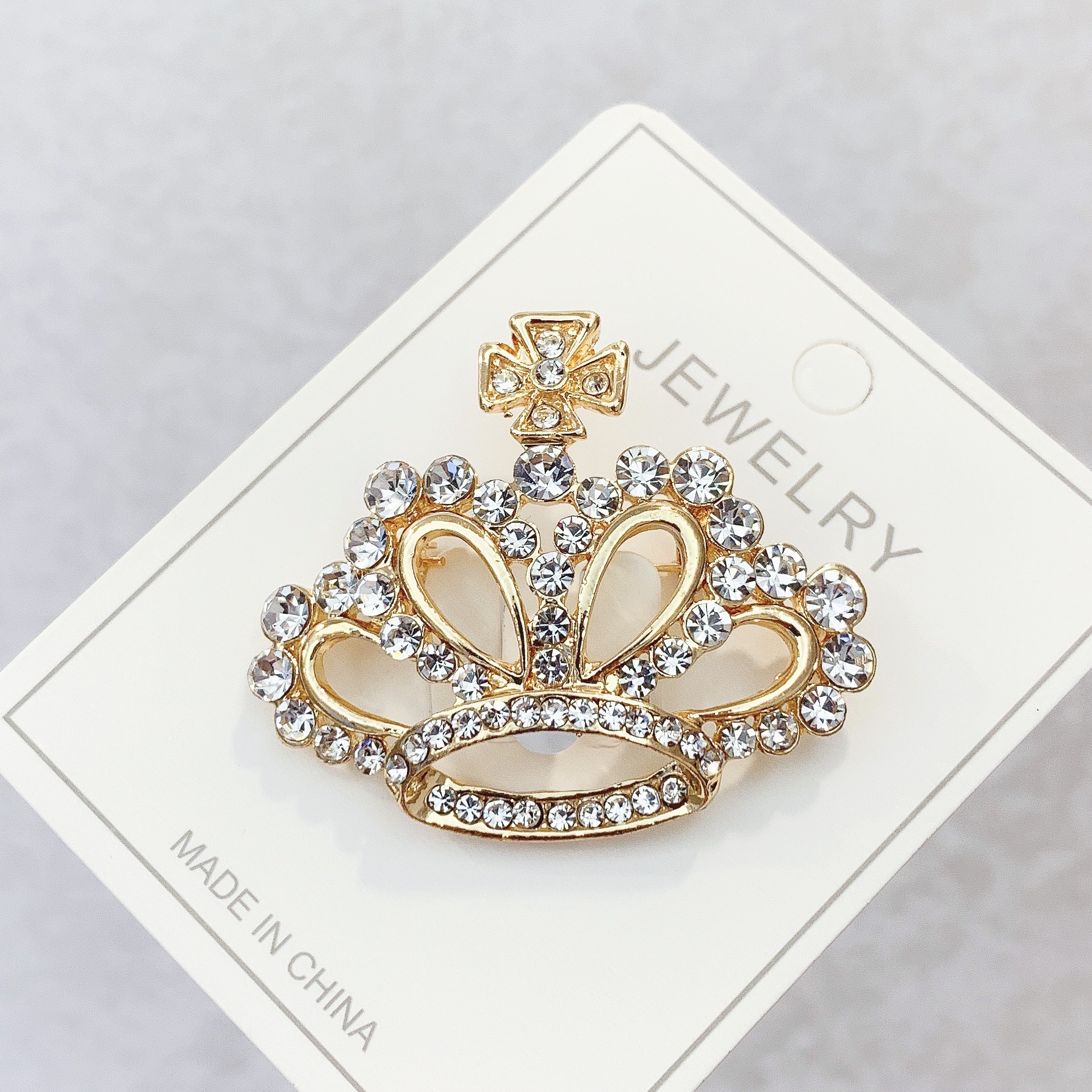 Korean-style alloy rhinestone crown brooch high-end suit professional clothing accessories anti-stray pin corsage