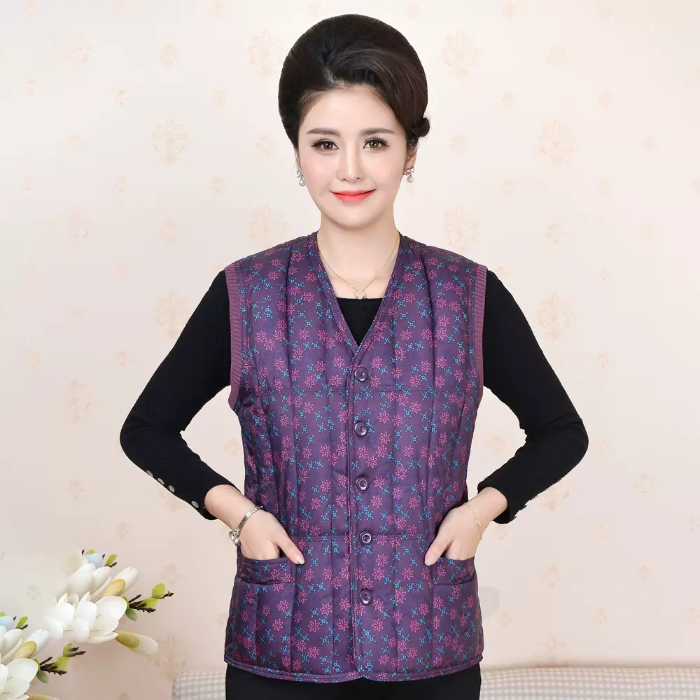 中老年人女装马甲秋冬款妈妈装马夹老太太羽绒棉背心奶奶坎肩外套