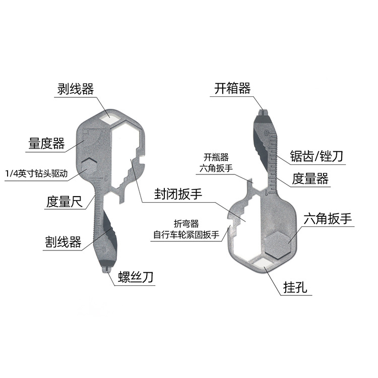 24合1多功能钥匙工具 便携式户外万能工具螺丝刀扳手
