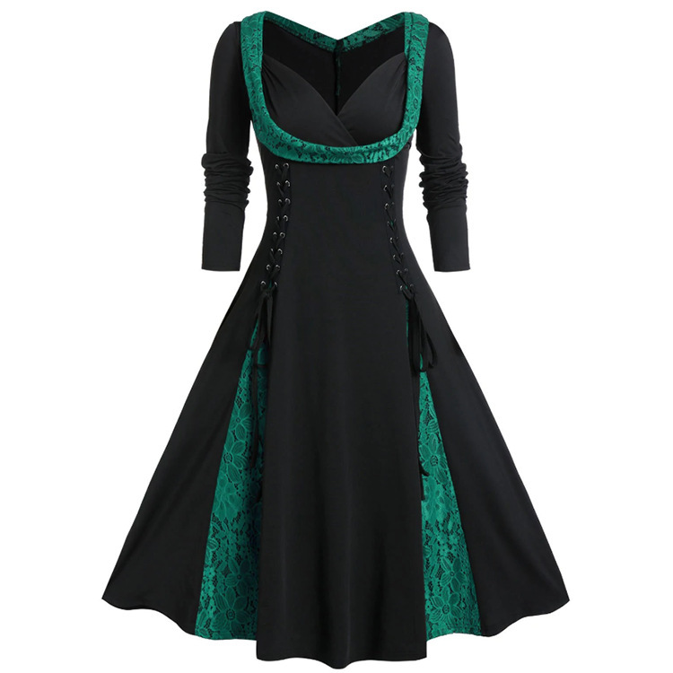 2025 Spring New Lace Spliced Long Sleeve Dress Mid-Length Spliced Waist Evening Dress 2025 Spring New Lace Spliced Long Sleeve Dress Mid-Length Spliced Waist Evening Dress