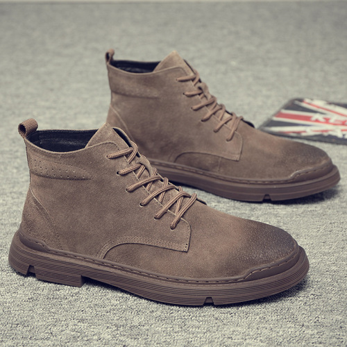 Fall/Winter 2020 New Arrival Men's Plus-Size High-Top Work Boots: Genuine Leather, British-style Vintage Trendy Mid-Calf Military Boots