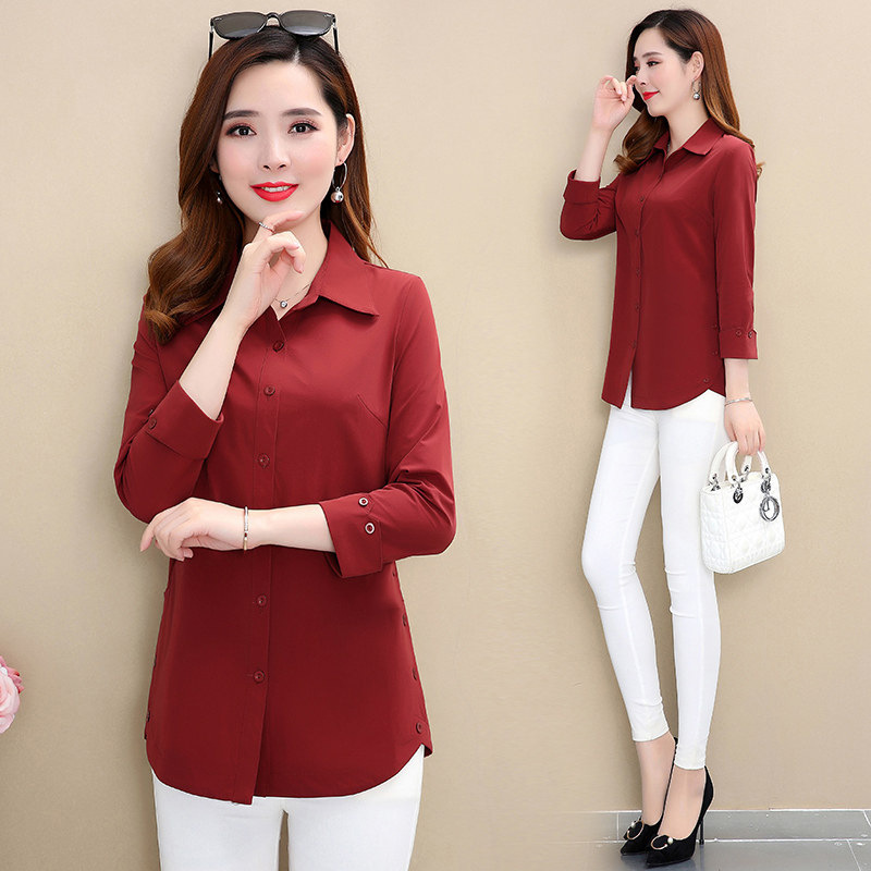 Shirt Women's Design Sense Foreign Trade Spring and Autumn Shirt Women's 2023 New Cross-border Top Light Mature Simple Solid Color Outer Wear