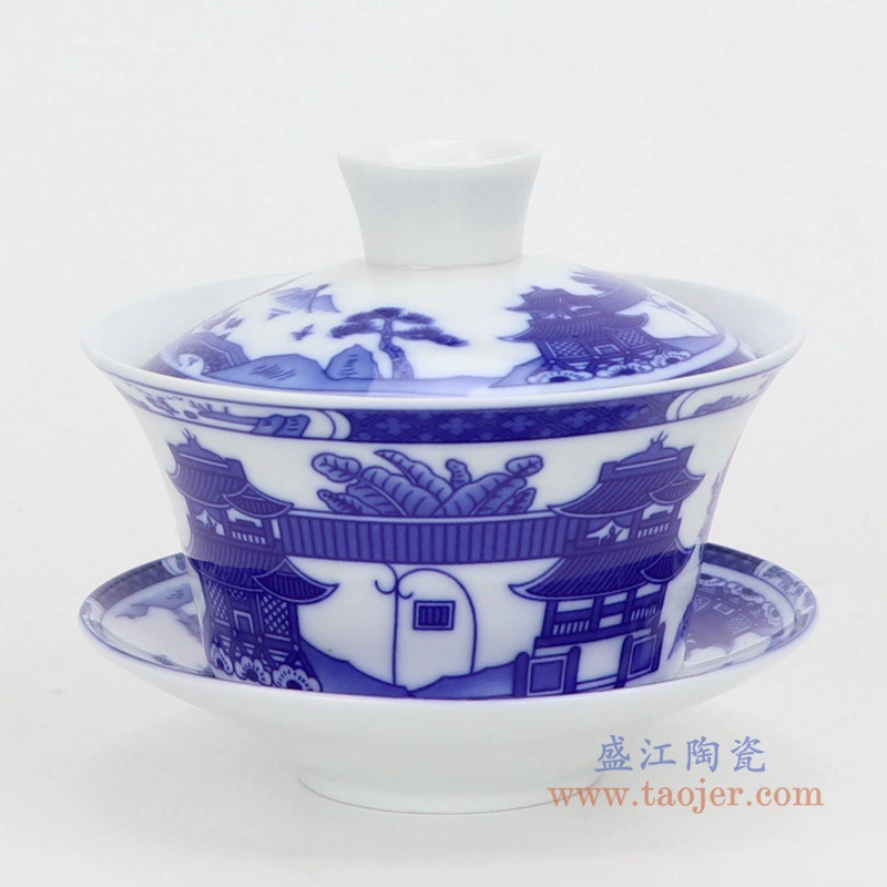 Blue and white ceramic big tea cup, tea set, gift box in gift box