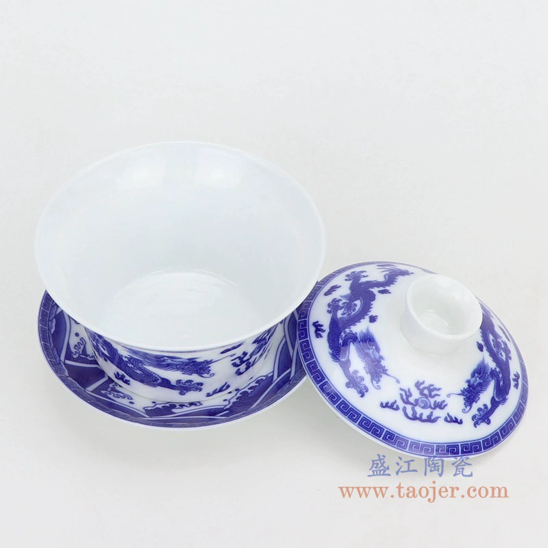 Blue and white ceramic big tea cup, tea set, gift box in gift box