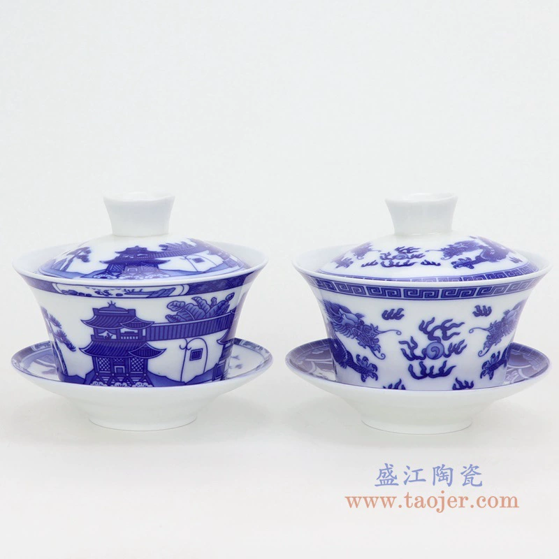 Blue and white ceramic big tea cup, tea set, gift box in gift box