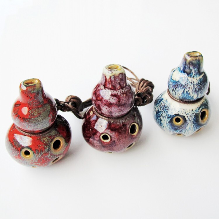 Small Gourd Pottery Flute Six-hole AC Kiln Change Six-hole Middle-tone C- tone Pottery Flute Children's Beginners and Students Introduction to Playing Musical Instruments