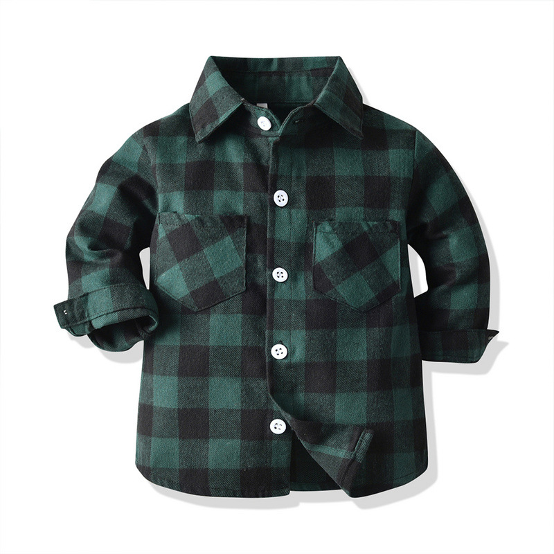 Tem Doger camisa de bebé comercio exterior multicolor clásico a cuadros top de manga larga para hombres y mujeres abrigo de otoño para bebés