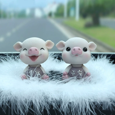 Car ornaments — Ornaments - purple-lucky-pig-safe-pig-feather-pad