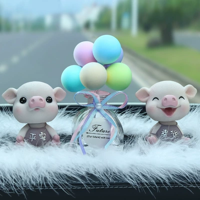 Car ornaments Cute Car Decoration Supplies - purple-lucky-pig-safe-pig-balloon-aromatherapy-seat-large-feather-pad