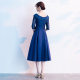 Evening dress 2023 new banquet aura Queen mid-length elegant simple large square big choir dress women