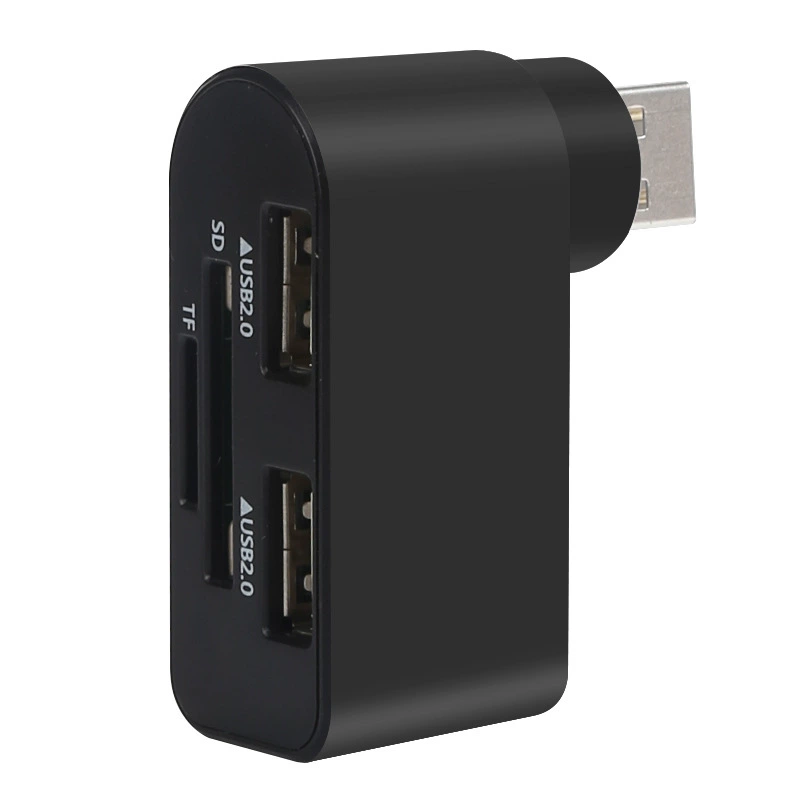 USB2.0 вращающийся комбинированный хаб многофункциональная карта считыватель полудуговый 2 порта расширение USB хаб