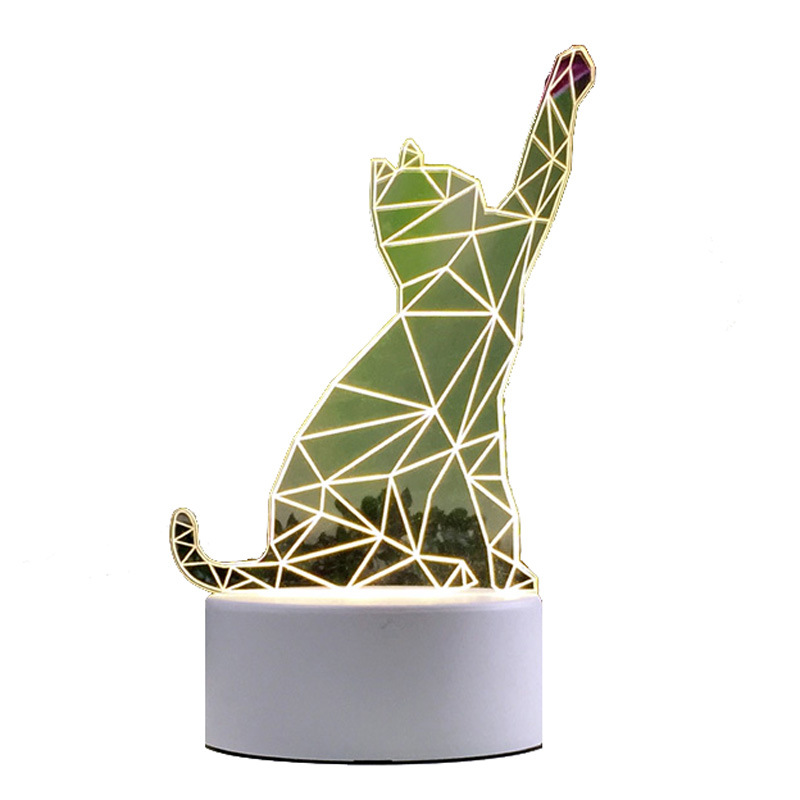 Nueva y única lámpara de noche 3D de acrílico, lámpara de escritorio USB, lámpara de noche para dormitorio, lámpara LED creativa, regalo de regreso a clases, Día del Trabajo