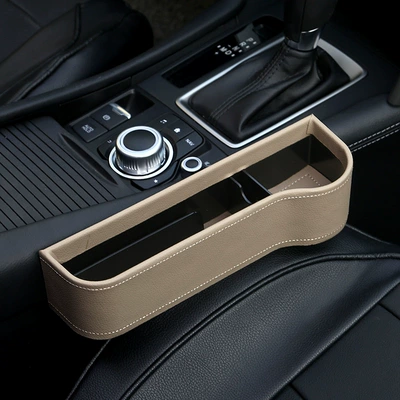 Seat Gap Storage Box, Car storage bag/box - beige-co-driver-second-generation-leather
