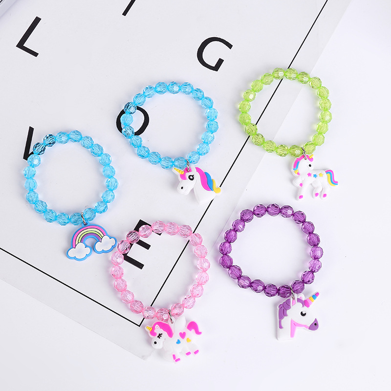 Supply PVC soft unicorn rainbow bracelet cartoon PVC bracelet