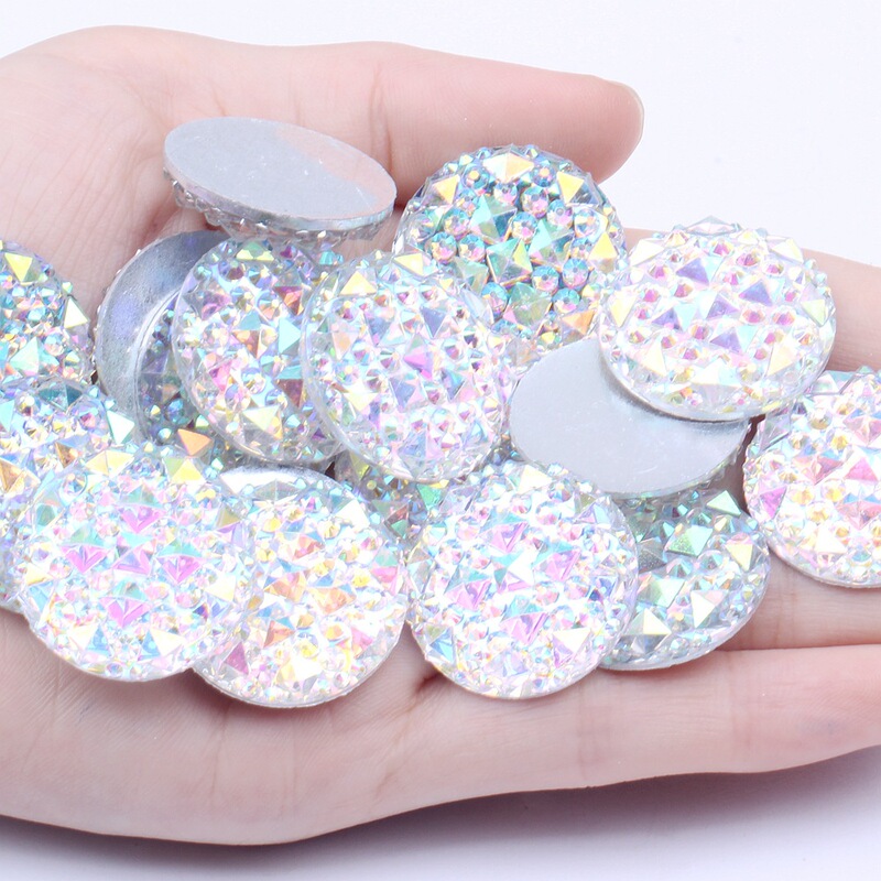 Strict selection of resin white AB crocodile back round large model 18/20/25/30mm handmade DIY material accessories Strict selection of resin white AB crocodile back round large model 18/20/25/30mm handmade DIY material accessories