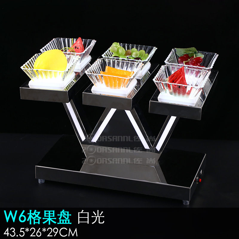 Zuochang bar KTV plato de fruta luminosa merienda plato creativo merienda plato de fruta de acero inoxidable LED recargable