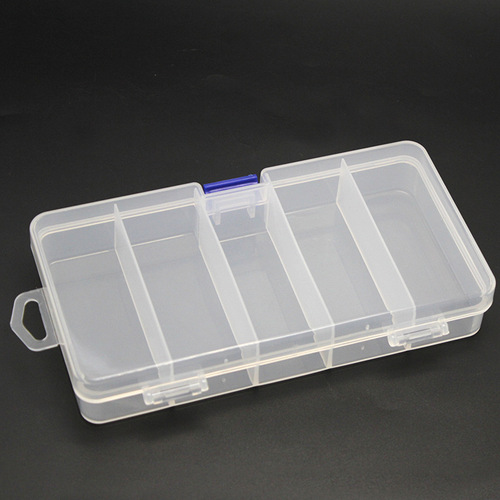Manufacturer wholesale transparent five-compartment box, medium transparent accessory storage box, PVC lure box, fishing gear box