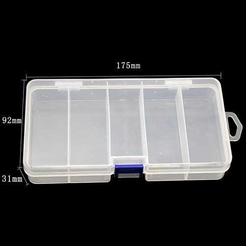 Manufacturer wholesale transparent five-compartment box, medium transparent accessory storage box, PVC lure box, fishing gear box