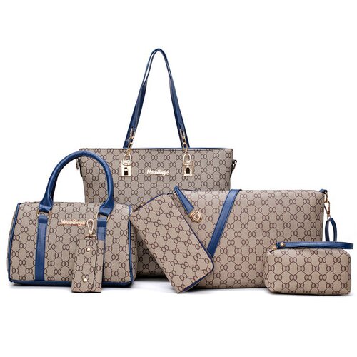 2024 spring and summer new women's bags European and American fashionable printed six-piece mother-in-law bag, portable one-shoulder cross-body bag for women
