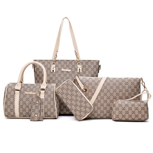 2024 spring and summer new women's bags European and American fashionable printed six-piece mother-in-law bag, portable one-shoulder cross-body bag for women