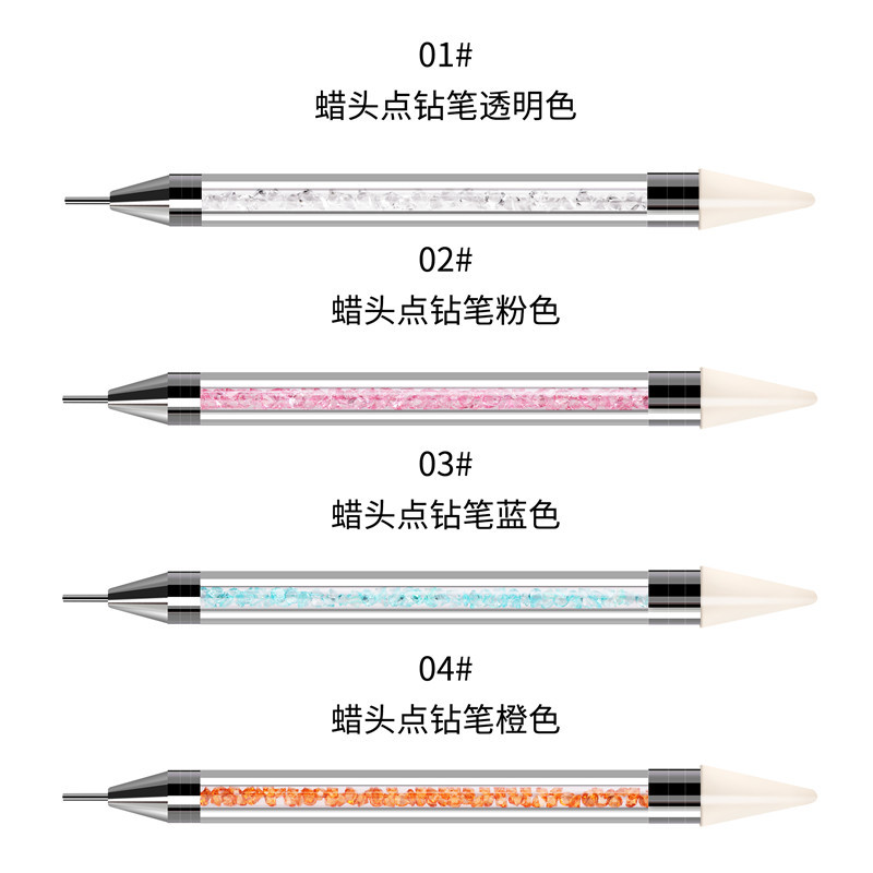 Cross-Border herramienta de perforación de uñas de 4 colores acrílico taladro de doble cabeza crayón multifuncional cera cabeza taladro pluma de uñas