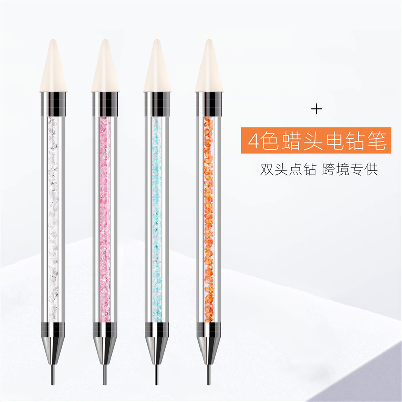 Cross-Border herramienta de perforación de uñas de 4 colores acrílico taladro de doble cabeza crayón multifuncional cera cabeza taladro pluma de uñas