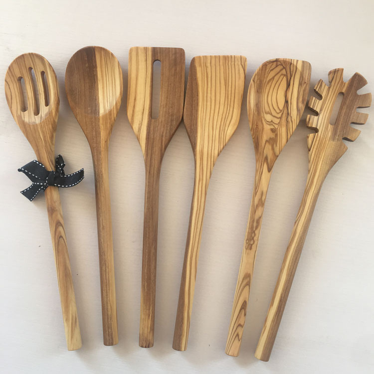Vendita diretta in fabbrica di spatola per olive italiane solide, cucchiaio per zuppa, padella antiaderente, utensili da cucina, stoviglie in legno di bambù_voghion.com