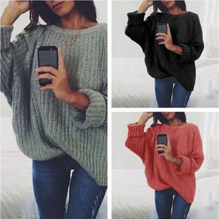 Suéter de Cuello Redondo de Color Sólido para Mujer, Popular en Amazon y eBay, Comercio Exterior 2025wish, Modelo 02797 image 1