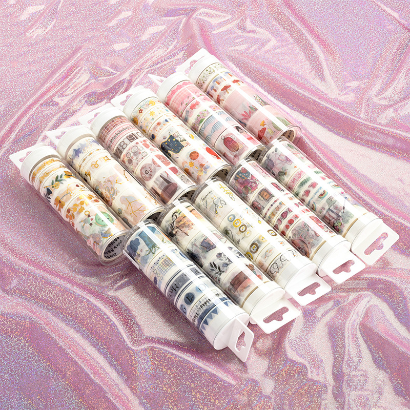烫金和纸胶带人物动物手帐创意少女可爱风格拿样包邮节日限定