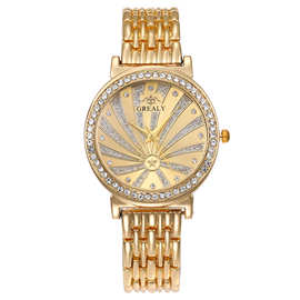 爆款韩版高档时尚镶钻女士手链手表满钻水钻刻度女学生石英表厂家