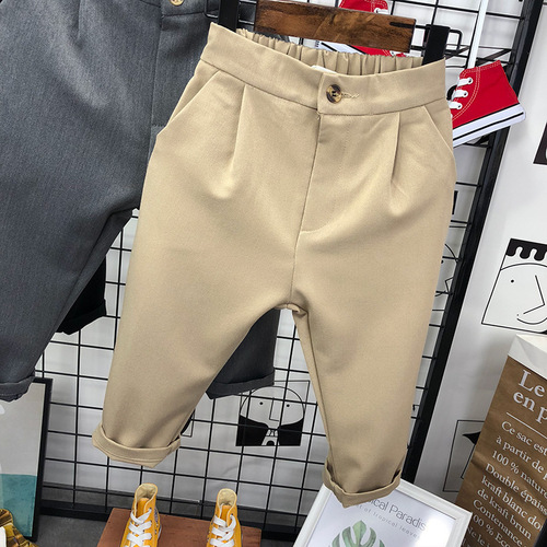 Children's Western Pants 2024 New Korean Style Children's Pants Medium and Small Children's Long Pants Stylish Boys' Suit Pants Factory Dropshipping One Piece