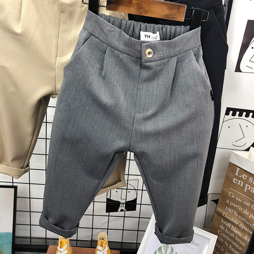 Children's Western Pants 2024 New Korean Style Children's Pants Medium and Small Children's Long Pants Stylish Boys' Suit Pants Factory Dropshipping One Piece