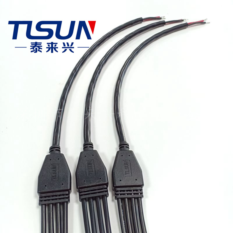 4Pin T型插头配公母防水对插连接线 美标SJTW户外防水抗UV电缆