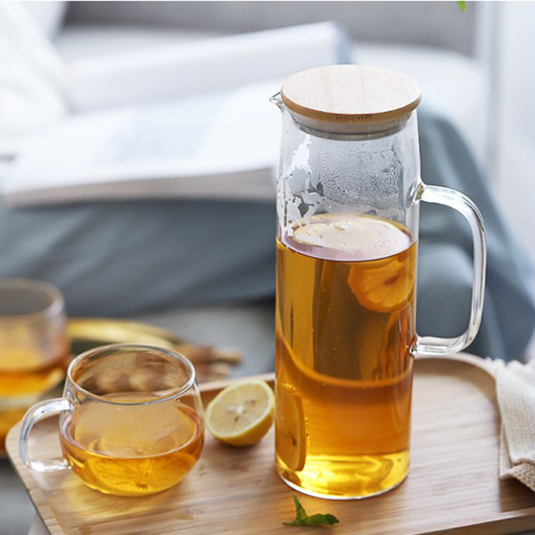 Tetera de vidrio de borosilicato recta hervidor de agua fría olla de jugo de verano simple tetera hervidor de agua fría