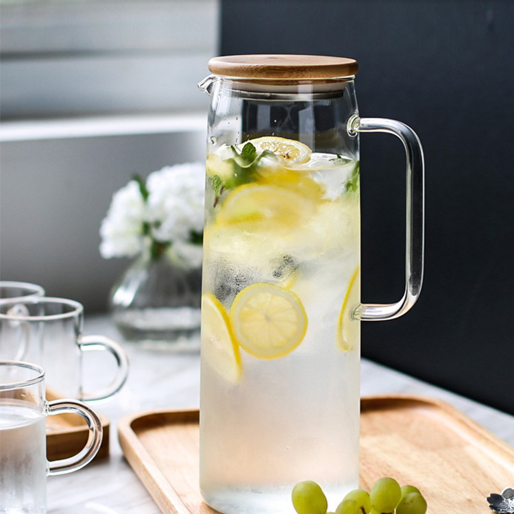 Tetera de vidrio de borosilicato recta hervidor de agua fría olla de jugo de verano simple tetera hervidor de agua fría