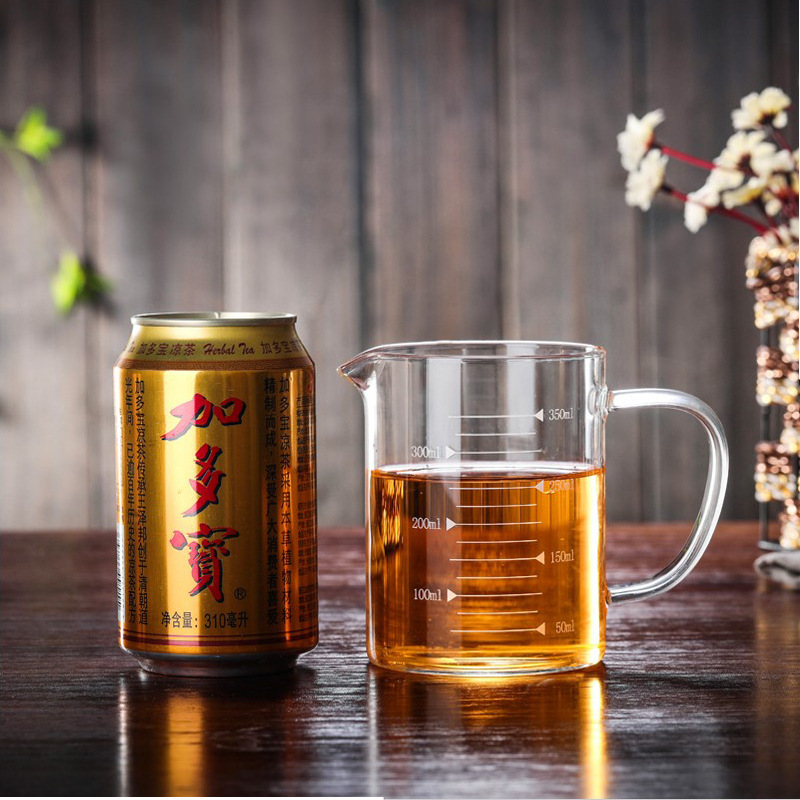 Taza de medición de vidrio taza de borosilicato hornada de cocina taza de medición de vidrio transparente fuego abierto quema directa capacidad de tamaño