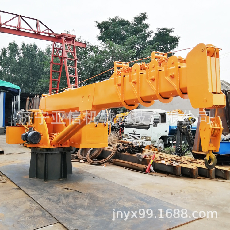 出海打捞用船用吊机 液压旋转12吨船吊 码头港口固定吊车