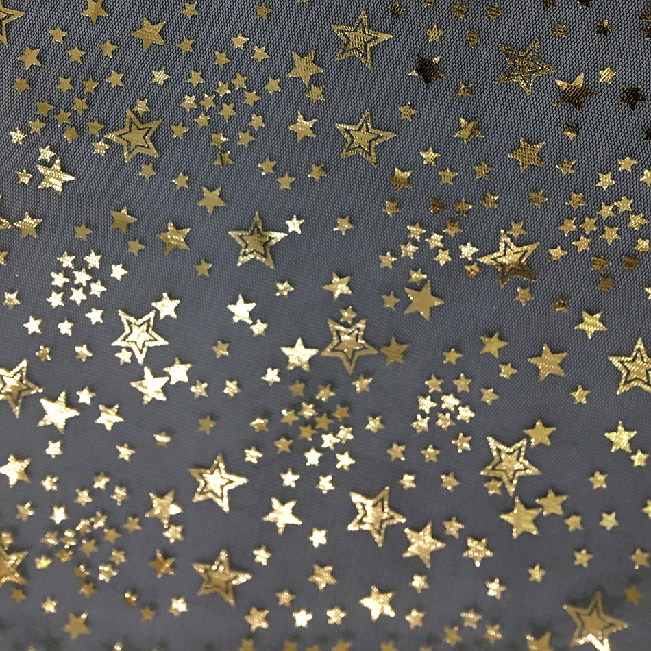 烫金网布五角星图案薄纱