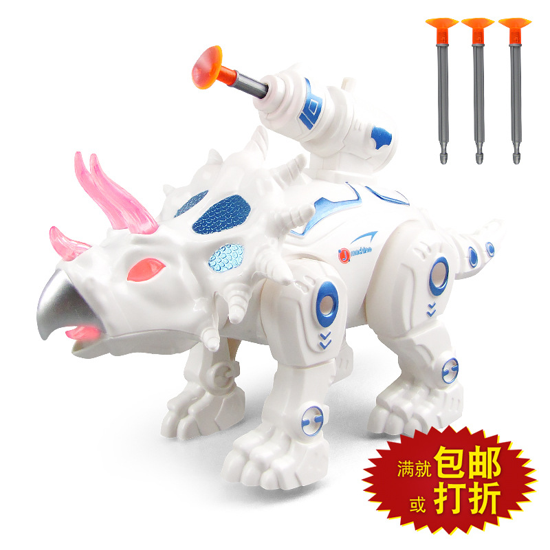 Nueva eléctrica de combate mecánico triceratops luz de música automática para caminar puesto de luz venta caliente al por mayor juguetes de los niños