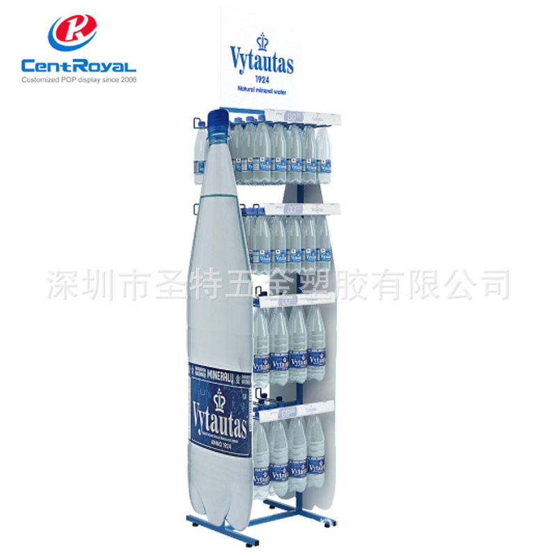 厂家设计 4层金属双面挂式饮料饮品展示架 矿泉水饮用水展示架