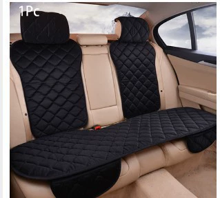 Wool pad – Plush Car Seat Cushion Three-Piece - diamond-shaped-small-waist-black-rear-row